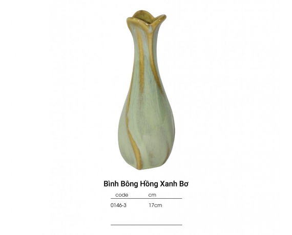CP BO-XB-Bình 17cm bông hồng xanh bơ